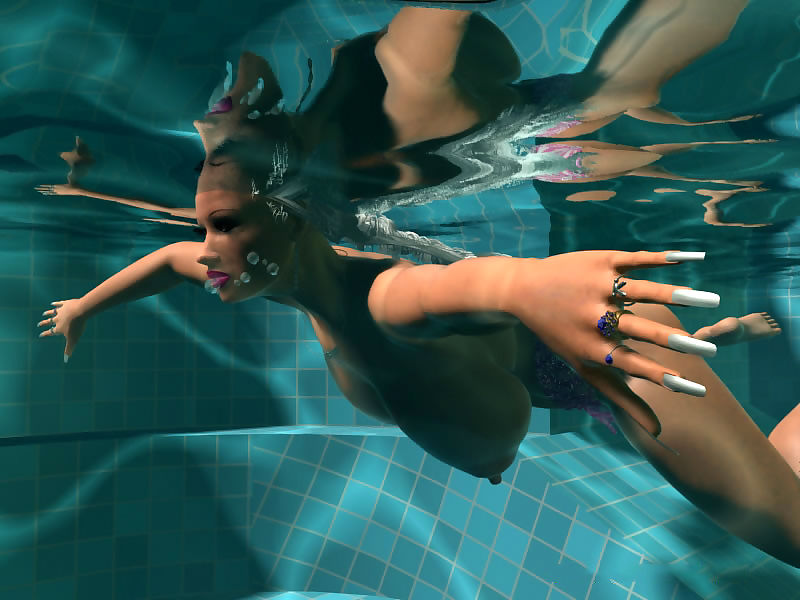 sexy 3d blonde Avec Géant Seins bain de soleil Topless :Par: l' piscine PARTIE 454
