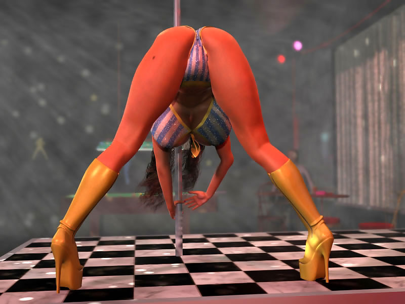 Busty 3d stripper baring her goodies dancing by the pole - part 284