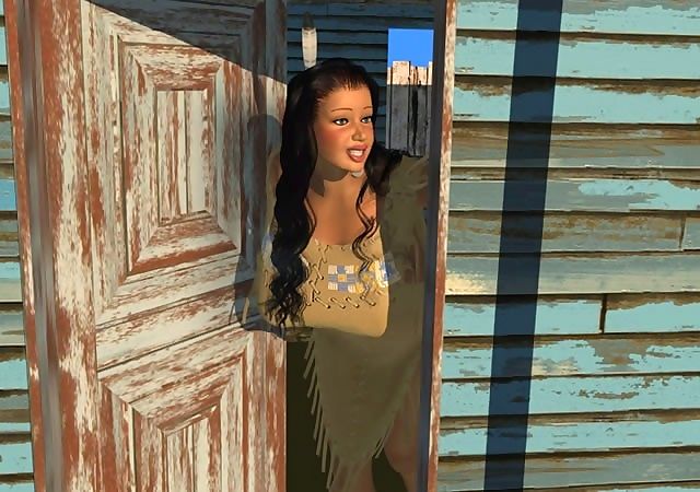 Big breasted 3d american indian babe posing outdoors - part 289